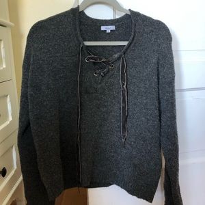 Rails Tie front sweater in charcoal